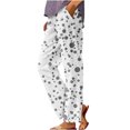 thumbnail image 2 of Women's Pants Under $10 Plus Size Staright Leg Printed Rolled Casual Pocket Straight Leg Pants, 2 of 5