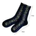 thumbnail image 5 of AYYUFE 5 Pairs Middle Tube Twist Warm Women Socks Flower Pattern Ethnic Print Crew Socks for Autumn Winter Black, 5 of 8