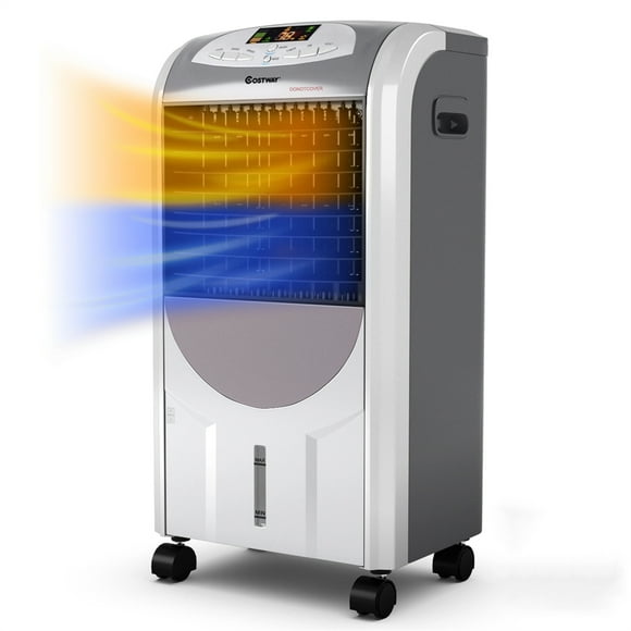 Acondicionador de Aire Caliente y Frío Costway Pantalla LCD 4 Ruedas Gris 38 x 28,5 x 74 cm