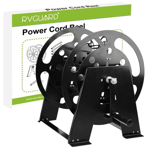 RVGUARD RV Power Cord Reel, Heavy Duty Power Cord Storage Reel, Holds Up to 50 Feet of 50A (6/3 1/8 AWG) Heavy Duty Power Cord