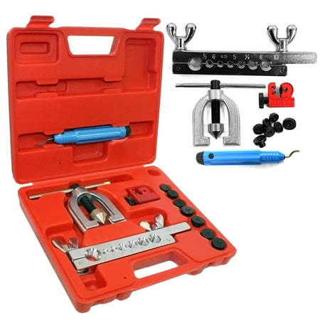 Double Flaring Brake Line Tool Kit with Mini Pipe Cutter for Car