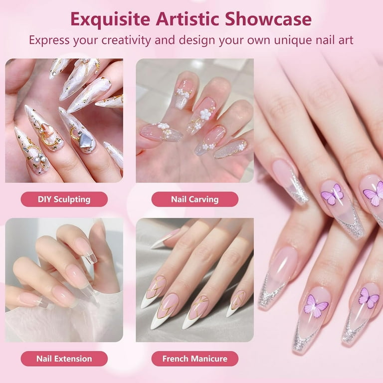 TT CUCKOO, Beginner Acrylic Nail Kit, Complete Set, Pink Gift Bag