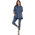 thumbnail image 6 of Womens Oversized Short Sleeve Hoodie Side Slits Pullover Sweater Top, 6 of 7