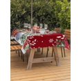 thumbnail image 2 of Outdoor Tablecloth with Umbrella Hole and Zipper, Red Christmas Rectangle Table Cloth 60x84 Inch Waterproof Tablecloth, Snowman Xmas Tree Poinsettia Snowflake Picnic Table Cover for Patio Camping, 2 of 7