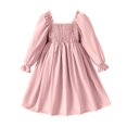 thumbnail image 6 of MEZZALL Little Girls Kids Summer Chiffon Ruffle Mini Dress Square Neck Sleeve Short Dress Smocked Soft Toddler Sundress, Pink, 10-11 Years, 6 of 8
