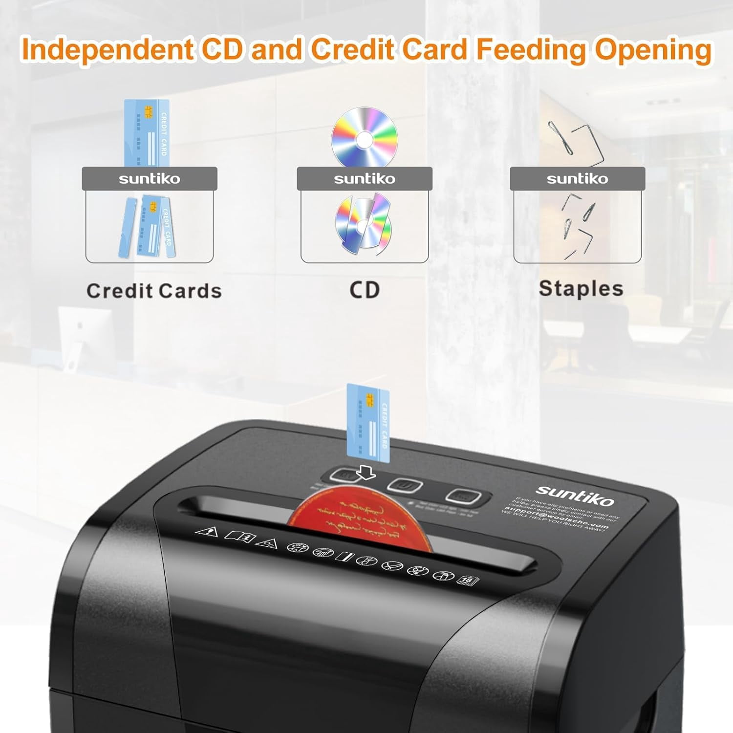 Paper Shredder, 18-Sheet Cross Cut Level P-4, Shred Paper/Credit Card/CD, with Large Pull Out Bin，Insert Auto Jam Proof System Shredder for Home&Office