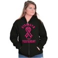 thumbnail image 4 of Stronger Than Yesterday Breast Cancer Womens Plus Size Graphic Zipper Hoodie Brisco Brands 2X, 4 of 5