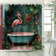 thumbnail image 2 of Cortina de ducha Flamingo Tropical Garden, 180 x 200 cm, impermeable, 2 of 3