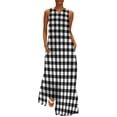 thumbnail image 1 of Robe à Carreaux Vichy Rouge et Blanc Robe Maxi Vintage Street Wear Boho Plage Longues Robes Col en V Design Surdimensionné Vestidos, 1 of 5