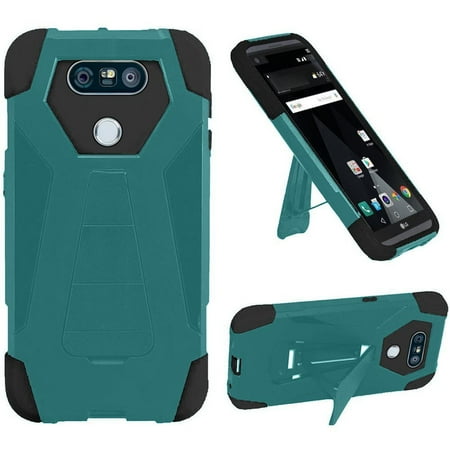 Turbo Rubber - For LG V20 Turbo Layer HYBRID KICKSTAND Rubber Case Phone Cover +Screen Guard