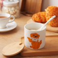 thumbnail image 2 of Small Ceramic Sugar Bowl Cat Pattern with Wooden Lid (Brown Golden Retriever Pattern), 2 of 7