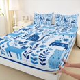 thumbnail image 4 of Homewish Cartoon Pet Cat Bed Sheets,Dreamy Floral Plant Full Size Sheets,Blue,4-Piece,1 Flat Sheet, 1 Fitted Sheet and 2 Pillowcases, 4 of 6
