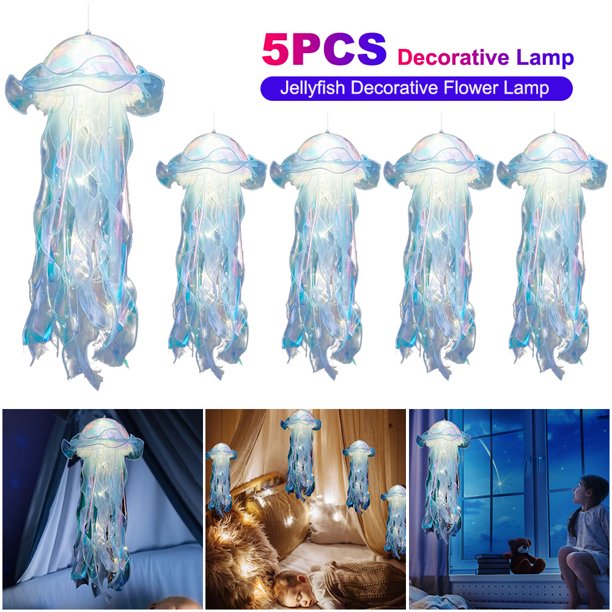 5 Uds Medusas Atmósfera Nocturna Creativa Lámpara para La Habitación () Azul