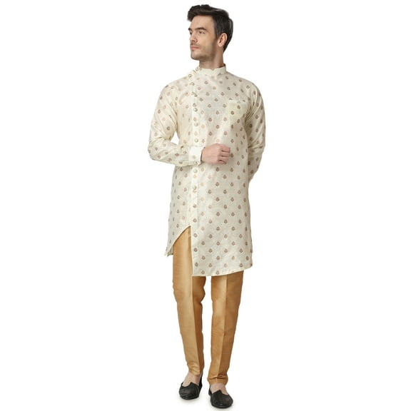Royal Kurta Men's Jacquard Silk Printed Indowestern Sherwani