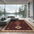 thumbnail image 2 of ODIKA 8'x10' Washable Area Rug Non-Shedding, Easy Care, Cream Rich Burgundy Geometric Symmetry Design Elegant Traditional with Detailed Border for King Size Bedroom Under Bed, Master Suite, 2 of 7
