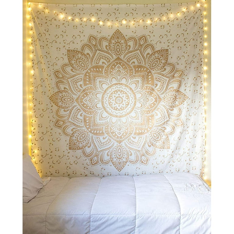UMMH Grey Mandala Tapestry Bedroom Aesthetic - Indie Wall Tapestry Hippie  Room Decor - Boho Tapestrys -Trippy Small Tapestry Wall Hanging \u2013  White Silver Wall Art 30x40 Inches 