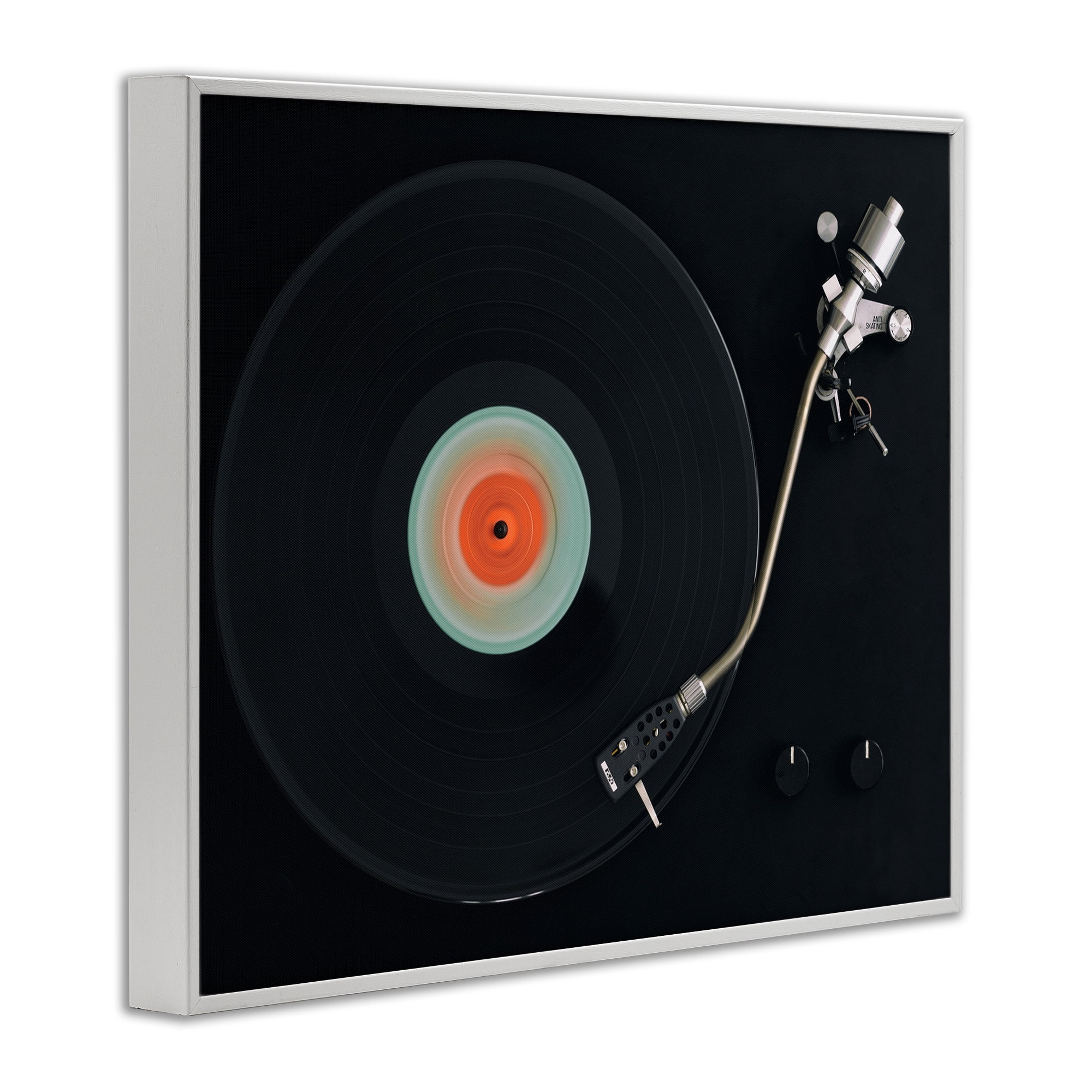 Stupell Industries Vintage Spinning Record White Framed Giclee Art, design by Tom Quartermaine