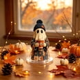 thumbnail image 4 of JVBTVB Acrylic Ghost Ornament Halloween Tabletop Decor Cute Blue Floral Ghost Figurine with Pumpkin Bucket for Mantel Shelf Fall Home Party Display, 4 of 6