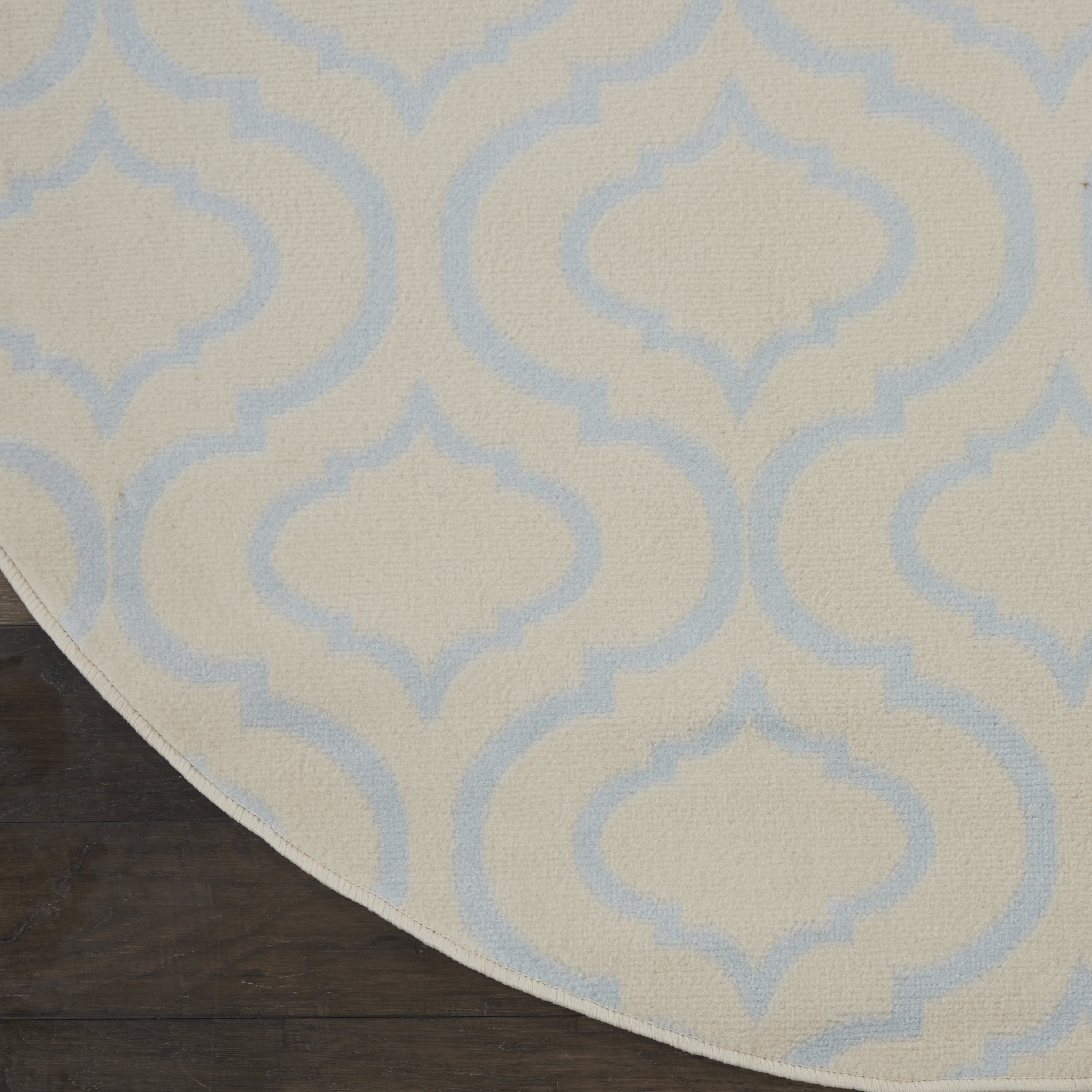 Nourison Bliss Transitional Moroccan Ivory/Blue 5'3" x Round Area Rug, (5' Round)