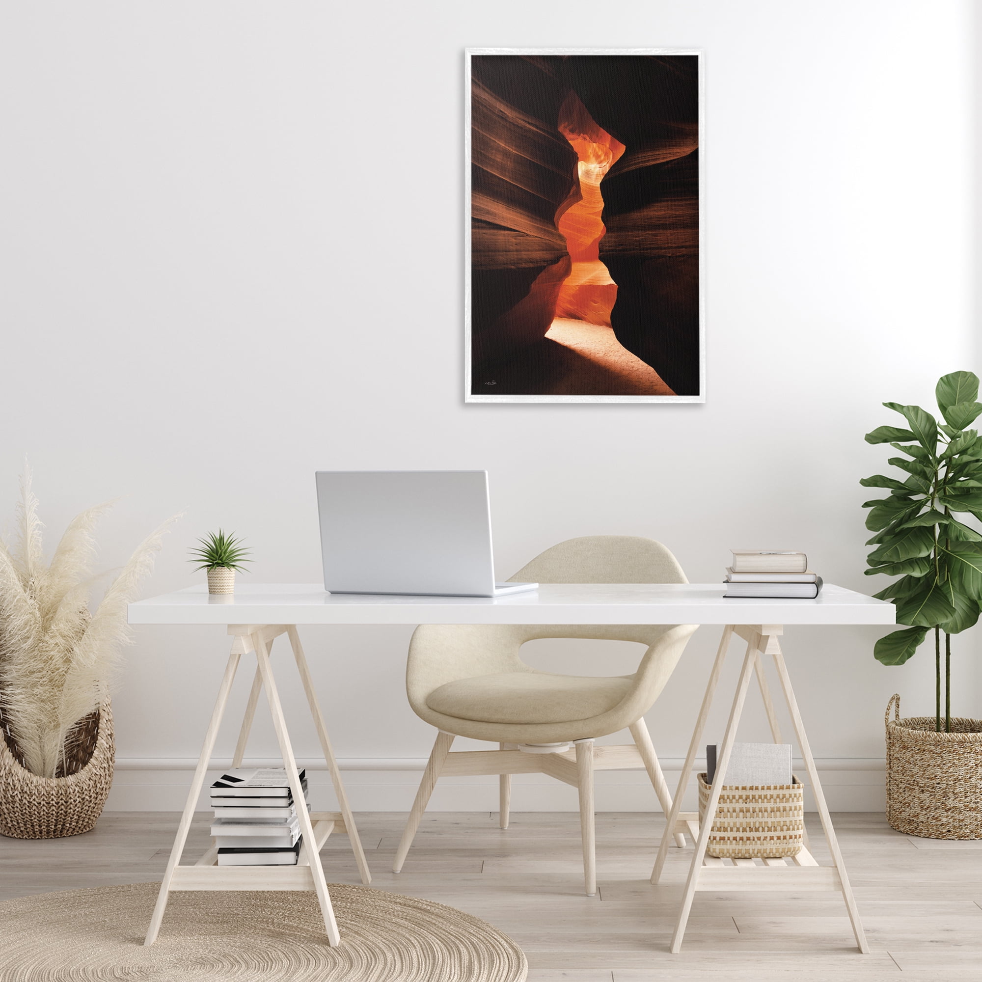 Stupell Industries Sunlit Canyon Cave Landscape Photography White Framed Art Print Wall Art, 20 x 30