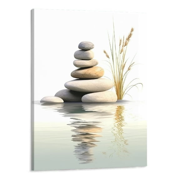 PRATYUS Fall Decor Zen Stone and Water Canvas Wall Art Picture 16x20in for Living Room Bedroom 16x20in
