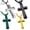 Gold, variant on Stainless Steel Cubic Zirconia Classic Cross Necklace in Silver, Gold Plated, Blue, or Black