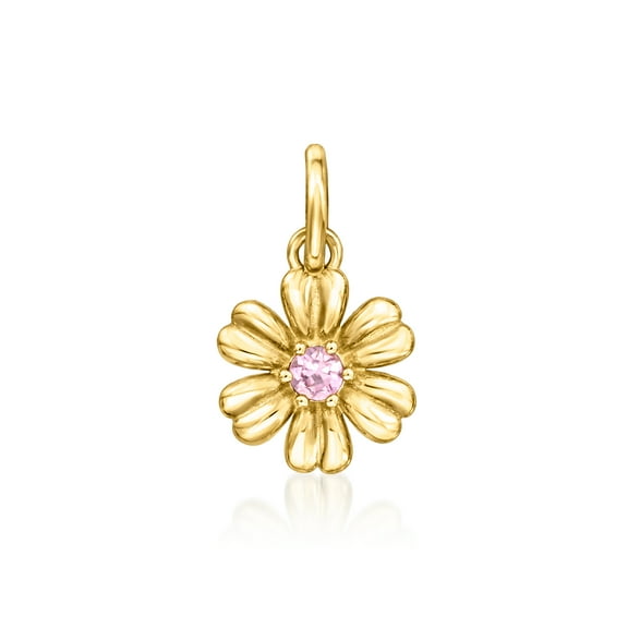 Pure Collection by Ross-Simons Pink Sapphire Flower Charm in 14kt Yellow Gold, Women's, Adult