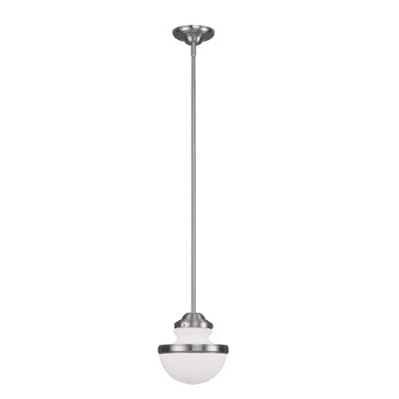 

Pendants Porch 1 Light With Hand Blown Satin Opal White Glass Brushed Nickel size 8 in 100 Watts - World of Crystal