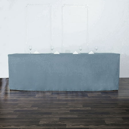 

Efavormart 8FT Fitted DUSTY BLUE Polyester Rectangular Table Cover for Wedding Party Dining Banquet Restaurant Kitchen Home and Multi-Use