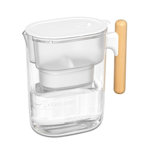 Waterdrop Chubby 10-Cup Water Filter Pitcher with 1 Filter, Long-lasting (200 gallons), 5X Times Lifetime Filtration Jug, Reduces Lead, Fluoride, Chlorine and More, BPA Free, Clear