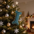 thumbnail image 5 of Large Dog Bone Pattern Fleece Christmas Stocking, Cute Cozy Soft Holiday Decorative Gift Sock, Christmas Hanging Stocking for Fireplace Mantel, Xmas Home Decoration Pet Ornament, Blue, 5 of 7
