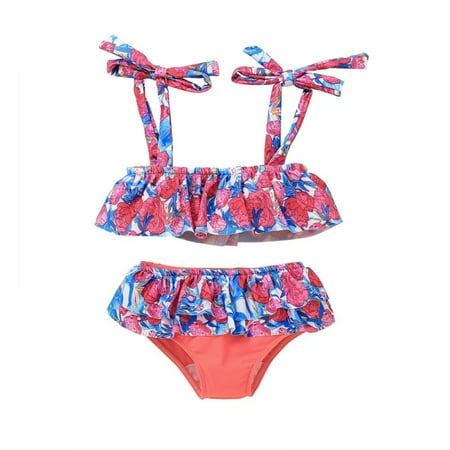 

Bullpiano Ruffled Bathing Suits for Teen Girls Swimsuits Crop Top and Bikini Bottoms Swimwear Dot for Toddler Girls Kids Sunsuit Tankini Suit 5-6 Years