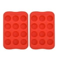thumbnail image 2 of 2PC Silicone Ice Cube Trays - BPA-Free, Dishwasher Safe & Easy Release for Cocktails, Baby Food & Parties, Stackable Design, 24 Cubes Red, 2 of 8