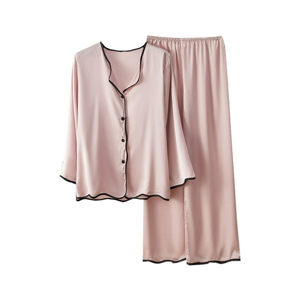 Pijama de Dos Piezas de Color Sólido A La Moda Para Mujer, Conjunto de Pantalones de Manga Larga, Ropa de Casa Odeerbi ODB-6