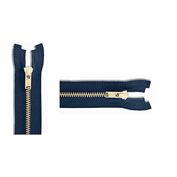 Brass #3 YKK Lightweight Jacket Separating Zipper - Choose Your Length - Color: Navy #560 - Made in The United States (1 Zipper Per Pack)