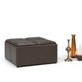 thumbnail image 3 of Simpli Home Avalon 35 inch Wide Contemporary Square Coffee Table Storage Ottoman in Chocolate Brown Vegan Leather, 3 of 12