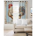 thumbnail image 2 of Retro Rooster Blackout Curtains for Bedroom Living Room Darkening Curtains 96 Inches Long Blue White Striped Farmhouse Window Curtain 2 Panels Set Insulated Window Treatment Grommet Drapes 52"x96", 2 of 9