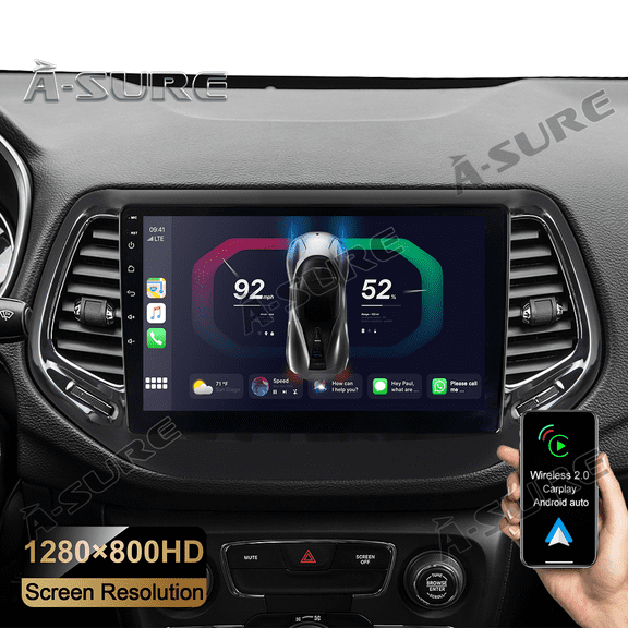 For Jeep Compass 2017-2020 Wireless CarPlay Android 13 Car Radio Stereo GPS Navi Bluetooth WiFi USB DSP SWC 2 32GB