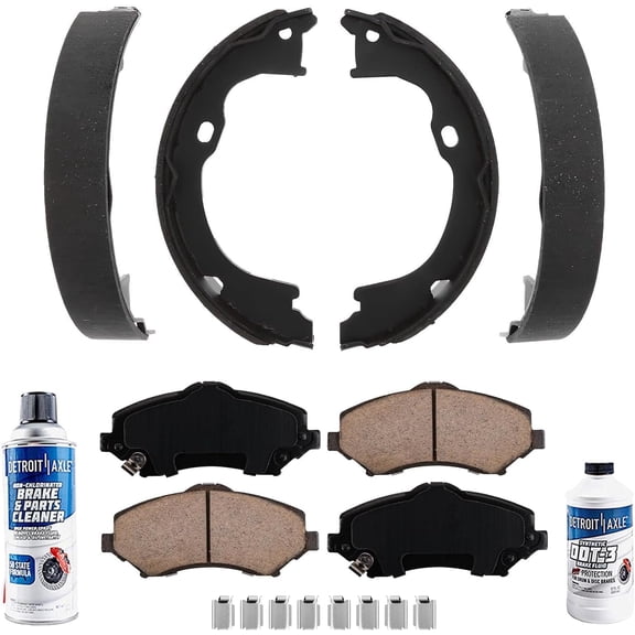 Detroit Axle - Brake Pads Brake Shoes for Jeep Wrangler JK Liberty Dodge Nitro Front Ceramic Brake Pads Rear Semi-metallic Brake Shoes Replacement