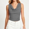 thumbnail image 4 of Ribbed Camisole Topsfor Women’s Cowl Neck Tank Tops Sleeveless Ruched Pullover Tops Loose Casual Elegant Business Blouse Gray XL, 4 of 6