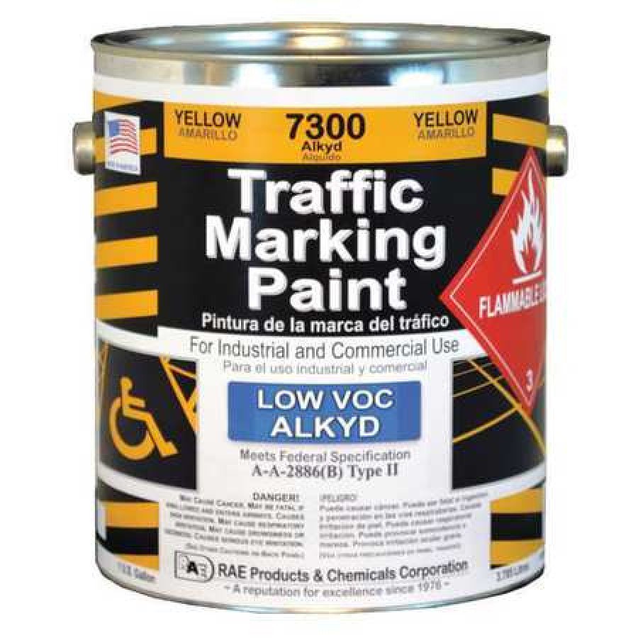 RAE 730001 Traffic Zone Marking Paint, 1 gal., Yellow, Alkyd Solvent