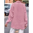 thumbnail image 6 of Womens Casual Collared Blouse Loose Fit Long Sleeve Button Down Seersucker Shirt Tops Pink S, 6 of 7