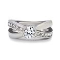 thumbnail image 2 of Stainless Steel Crossed Band Cubic Zirconia Eternity Ring Size 9, 2 of 7