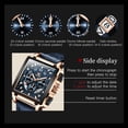 thumbnail image 3 of OLEVS Square Mens Wrist Watches with Leather Band Chronograph Fashion Casual Retro Large Face Waterproof Analog Quartz Watches for Men, 3 of 9