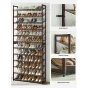 12-Tier Shoe Rack Tall Metal Shoe Storage Organizer for Closet Set of 2/6-Tier Big Stackable Shoes Rack Shelf Adjustable Feet & Slanted Shelves Holds 48-60 Pairs Bronze