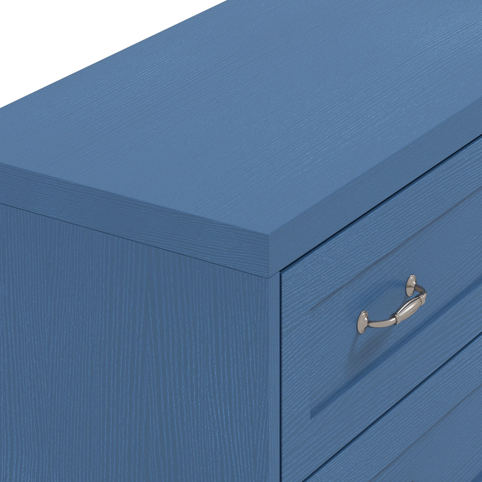 Uforic 6-Drawer Wood Dresser with Power Outlets, Chest of Drawers Double Dresser, Blue