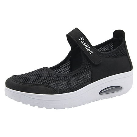 

yinguo non slip shoes for women women s fashion casual mesh breathable lightweight shoes walking shoes sport running shoes black size 6.5