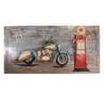 thumbnail image 2 of Nifao Vintage Motorcycle and Gas Pump on Metal with 3D Effect – Metal Wall Art, Wall Art, 79"L x 2"W x 40"H, 2 of 13