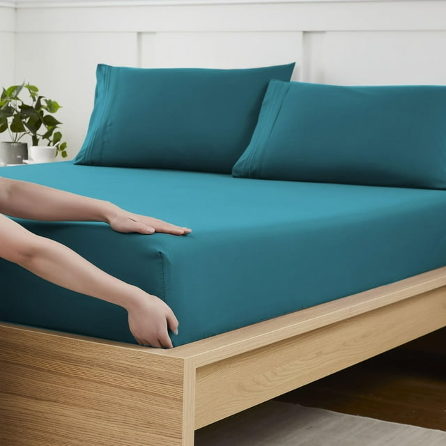 Sábana bajera ajustable Sweet Home Collection Twin XL, color verde azulado