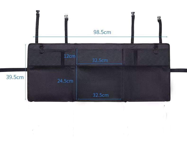 Oxford Cloth Car Trunk Storage Bag, Foldable Backseat Hanging Organizer Umbrella With Strap, Universal Rear Seat Back Storage Pouch